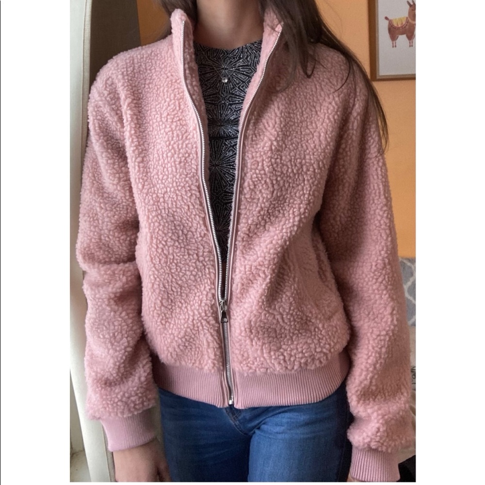 Fuzzy Light Pink Zip-Up